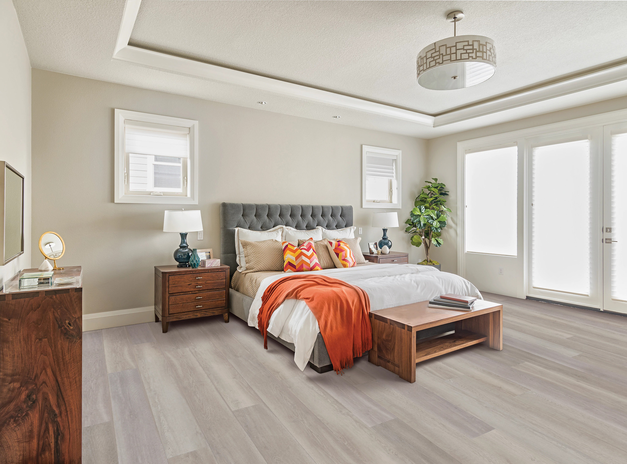 bedroom modern bedroom high ceiling grey vinyl floor